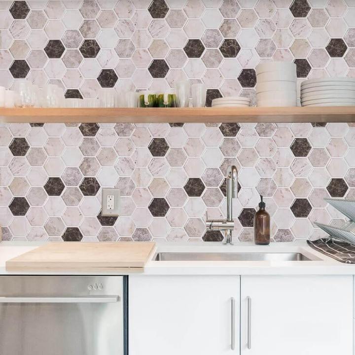 Hexagon Peel and Stick Backsplash Tiles Commomy