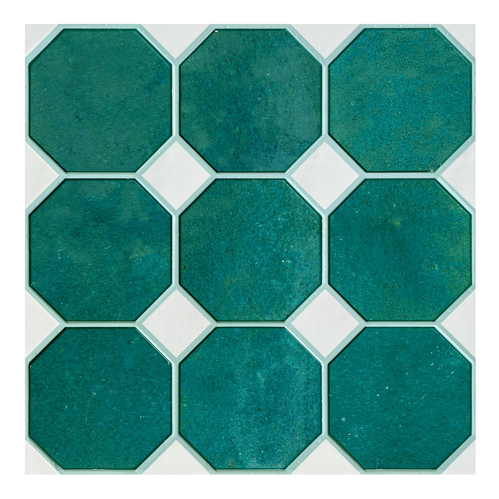 3D Green and White Geometric Peel and Stick Wall Tile Commomy