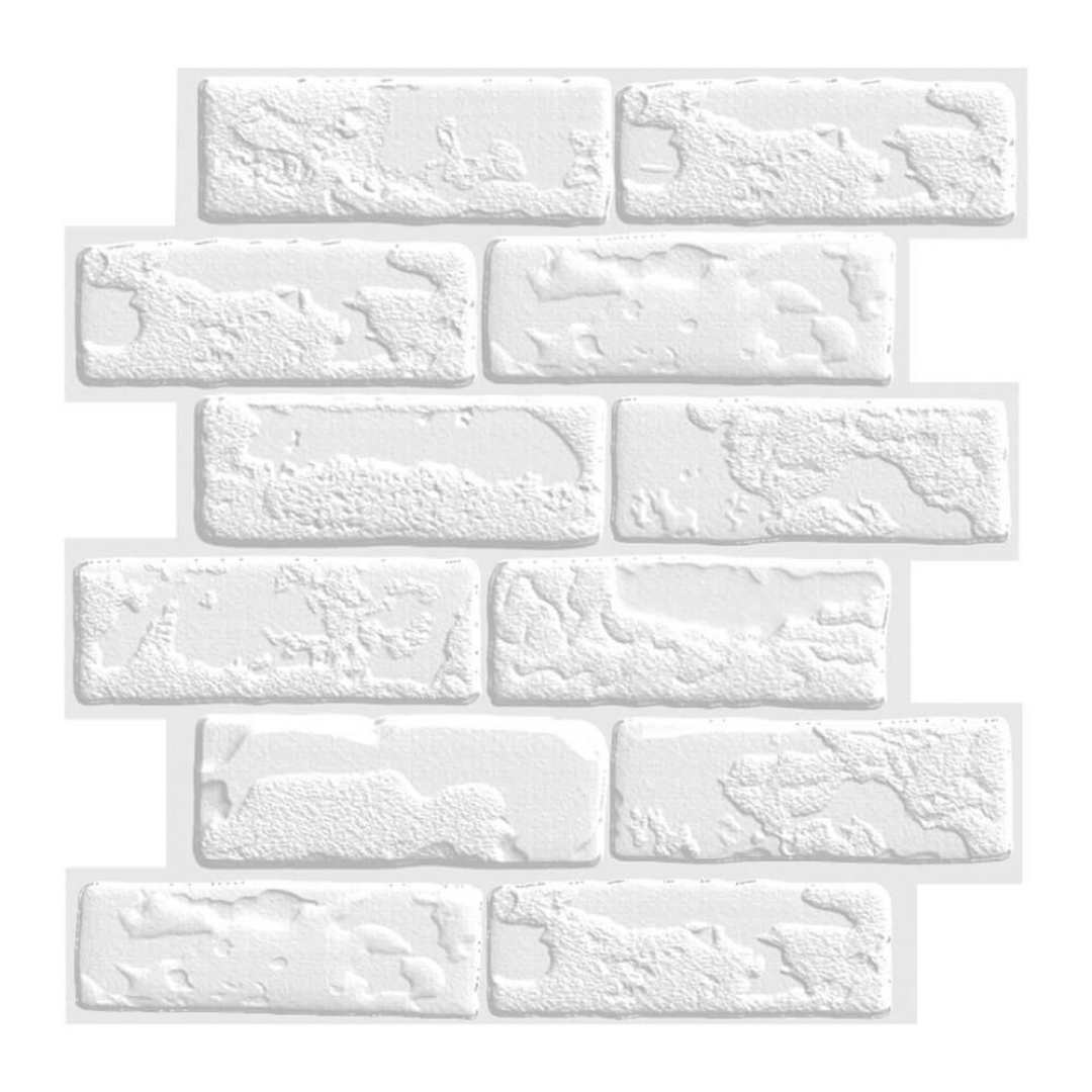 GOFQB 3D Foam Wall Tiles - Peel & Stick White Faux Brick, Waterproof, 10mm Thick, 10 Panels