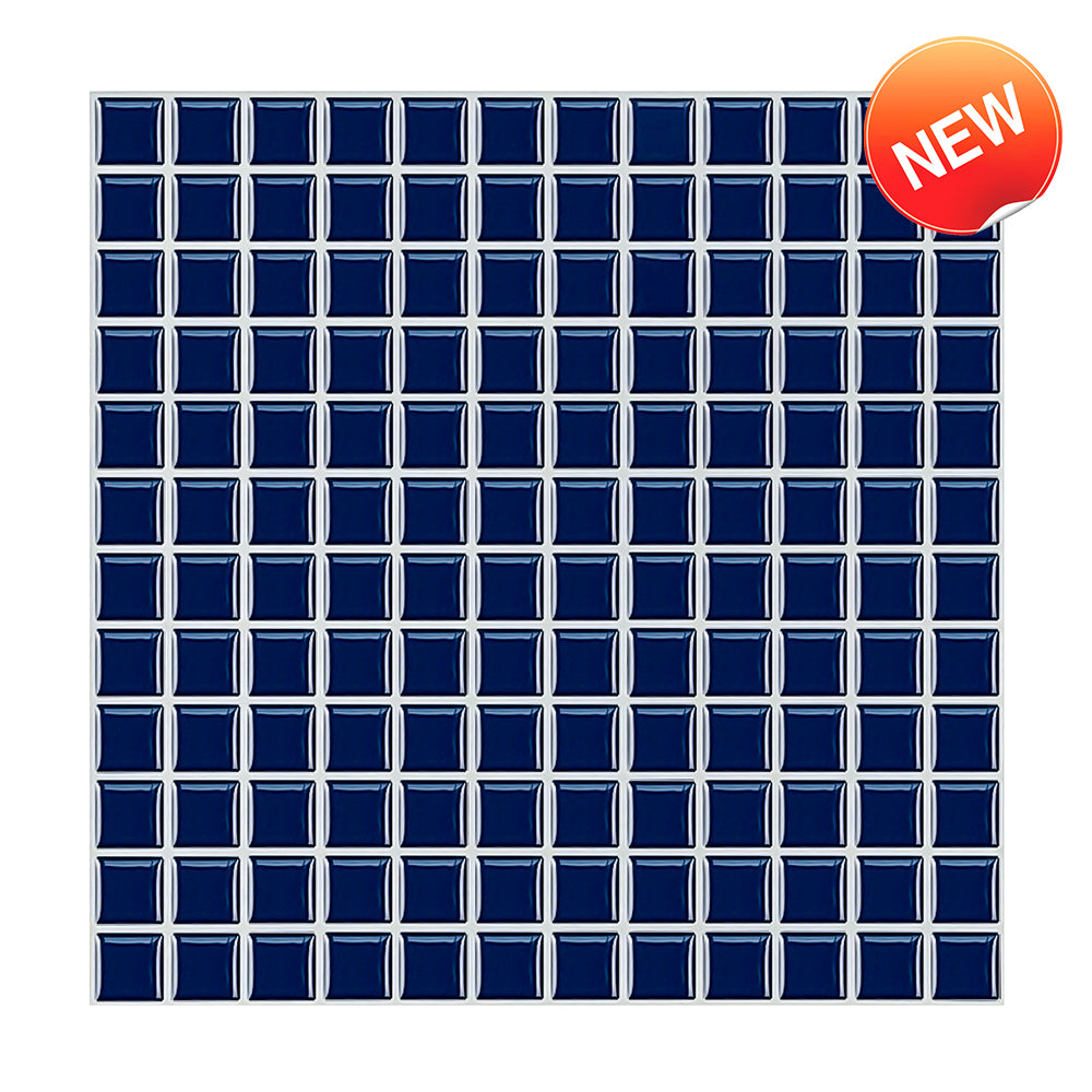 Navy Blue Mosaic Peel and Stick Tile Backsplash Commomy