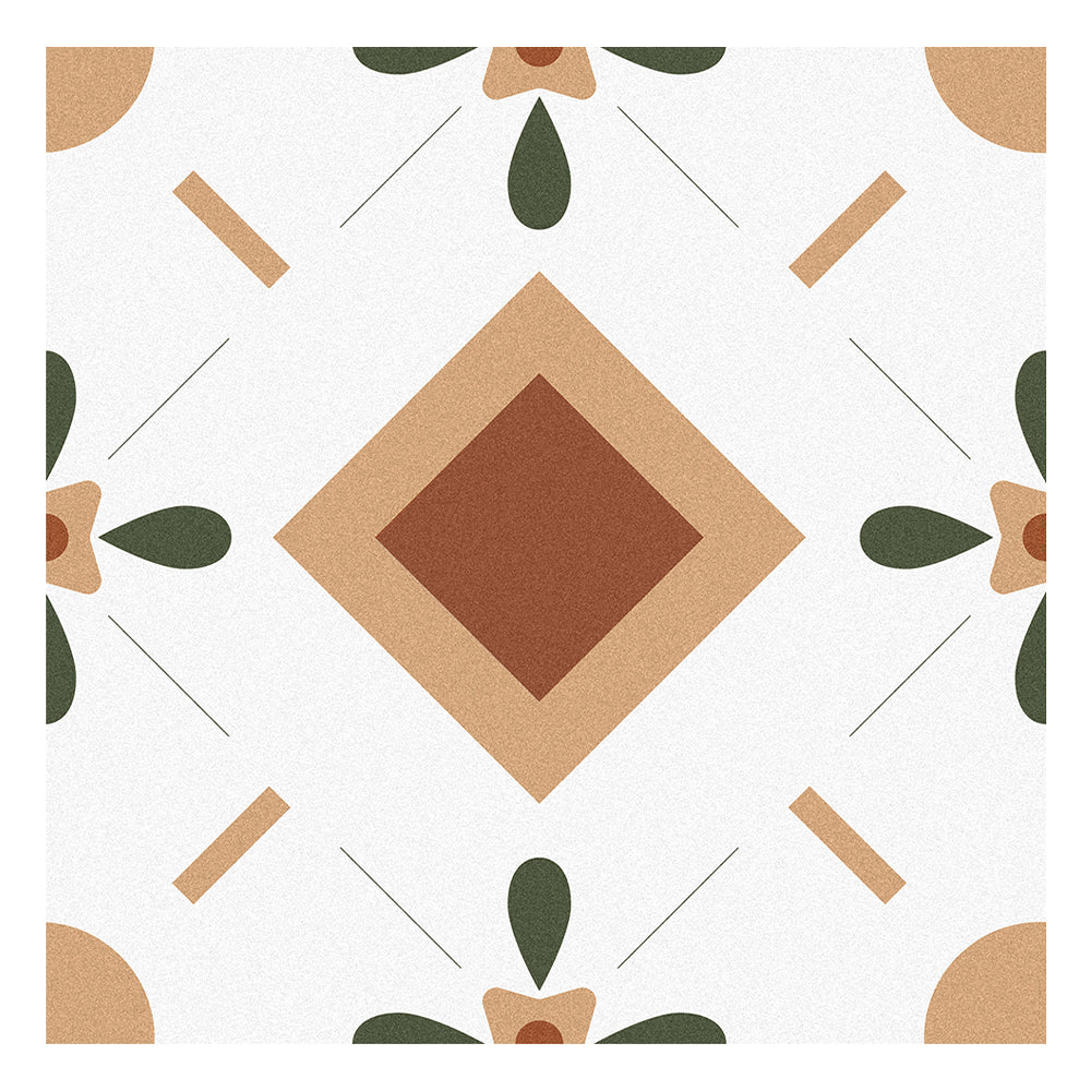 Geometric Flower Pattern Peel and Stick Vinyl Floor Tile Sticker Commomy