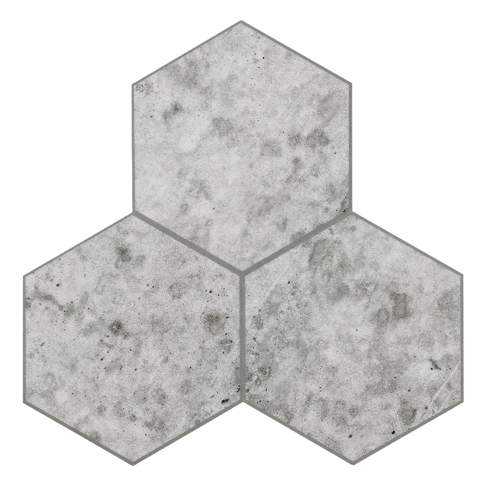 Grey Hexagon Peel and Stick Vinyl Floor Tile Sticker Commomy