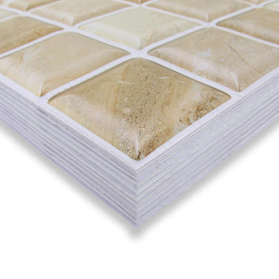 3D Beige Marble Stone Peel and Stick Wall Tile - Commomy
