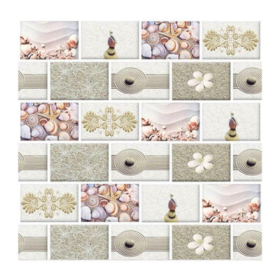 3D Seashell Pattern Mosaic Peel and Stick Wall Tile - Commomy