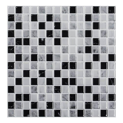 Black and White Mosaic Peel and Stick Backsplash Tile - Commomy