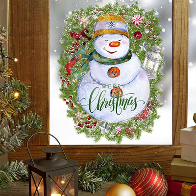 Christmas Tree and Snowman Set of 4 Peel and Stick Wall Decal - Commomy