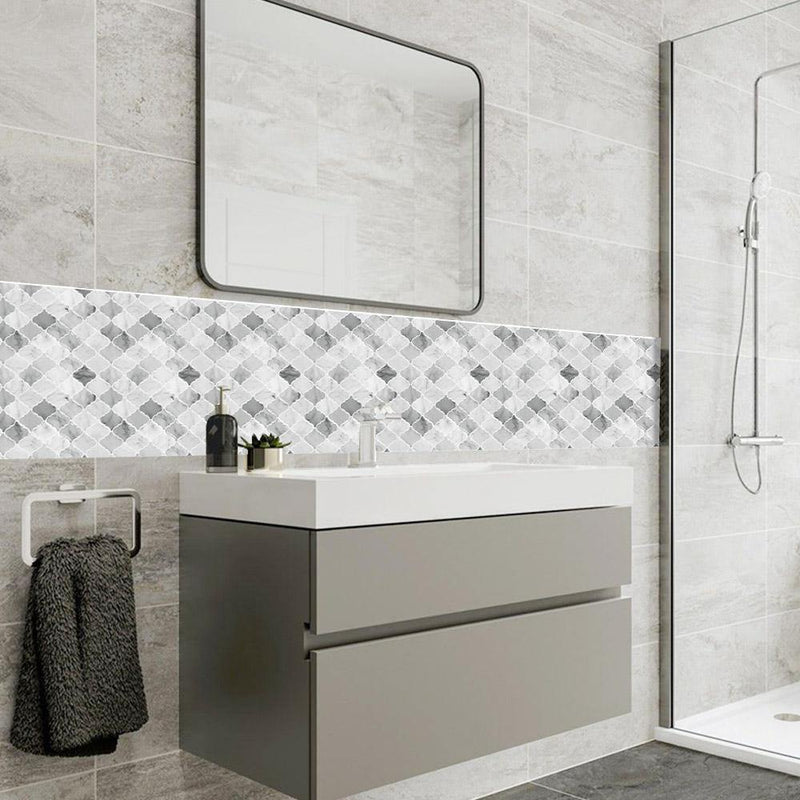 peel and stick marble arabesque tile backsplash bathroom - Commomy