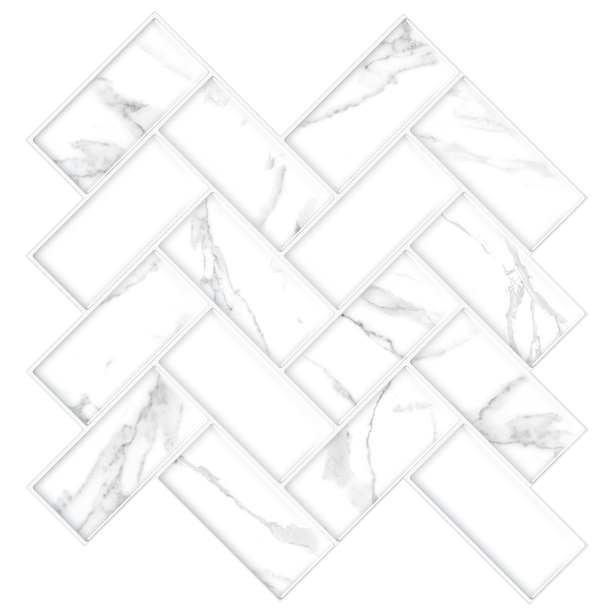 Carrara Marble Herringbone Peel and Stick Tile Backsplash Thicker De