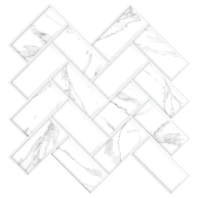 Marble Thicker Herringbone Peel and Stick Backsplash Tile_Commomy Decor