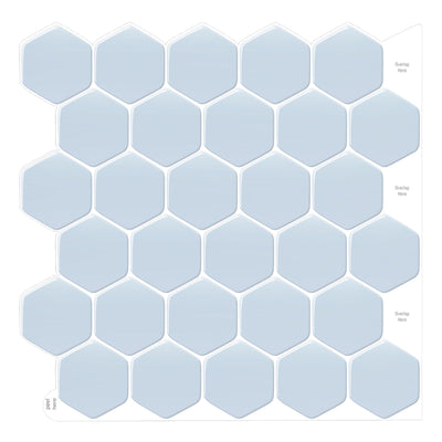 Pastel Blue Hexagon Peel and Stick Backsplash Tile_Commomy Decor