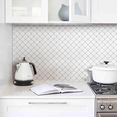 Arabesque Backsplash Gives Your Home a Graceful New Look, Just Peel and Stick!