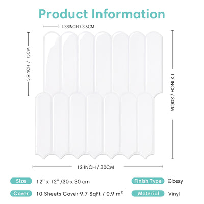 White Fish Scale Peel and Stick Backsplash Tile - Thicker Design