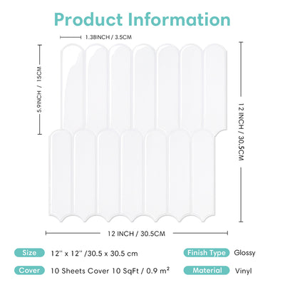 White Fish Scale Peel and Stick Backsplash Tile - Thicker Design