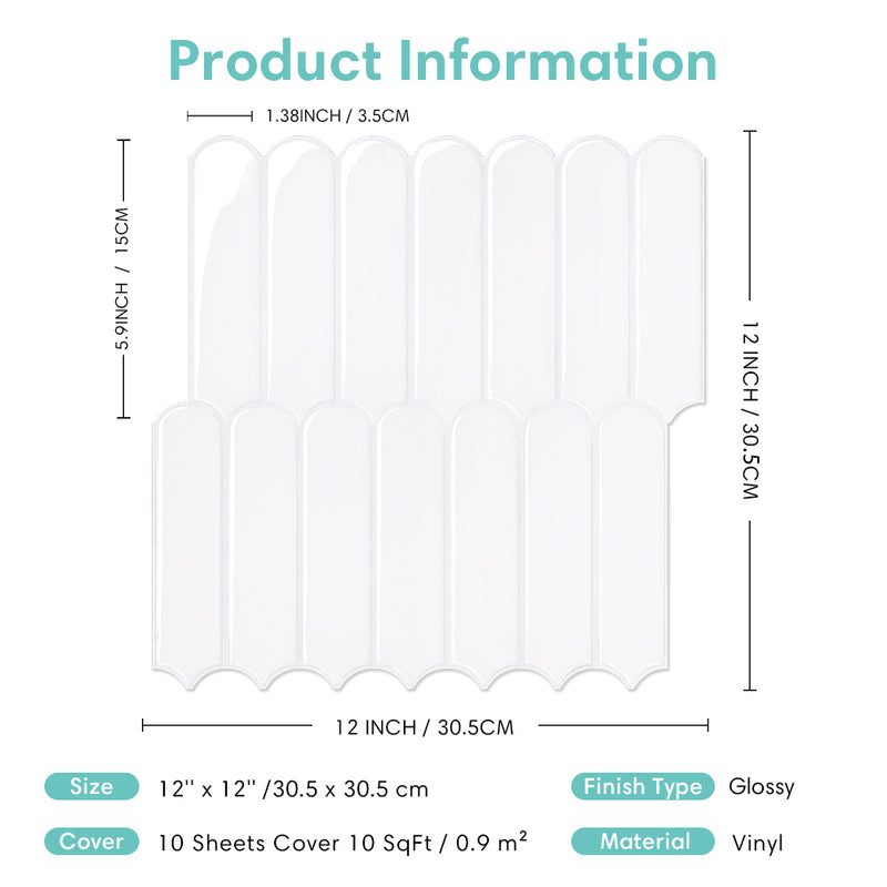 White Fish Scale Peel and Stick Backsplash Tile - Thicker Design