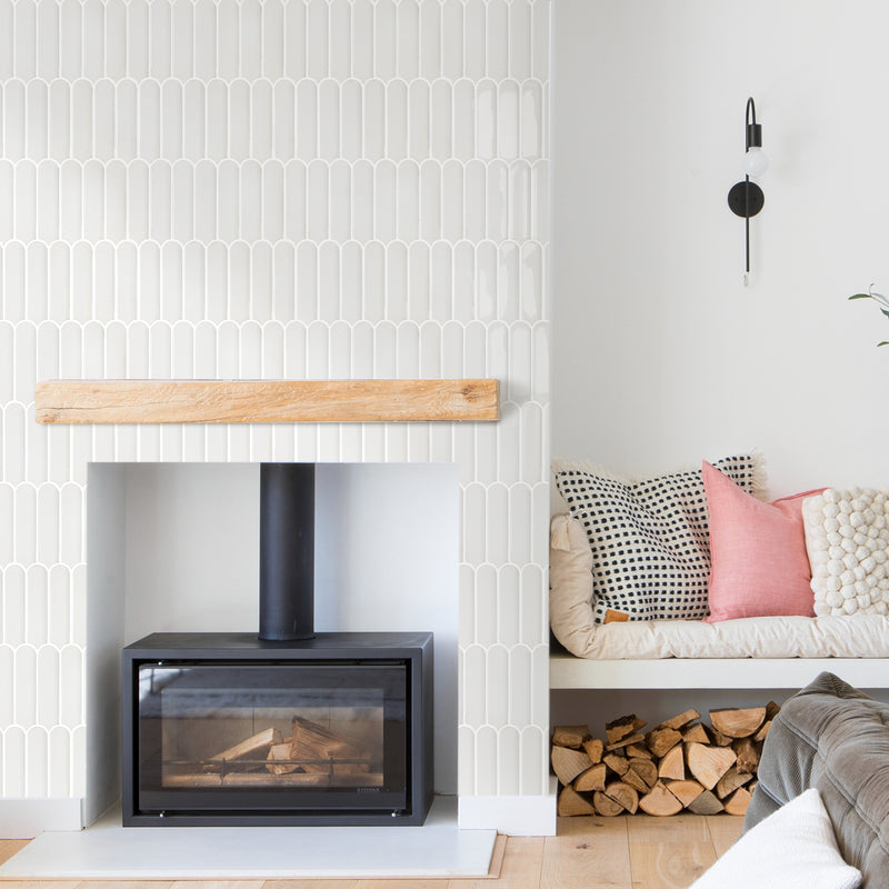 White Fish Scale Peel and Stick Backsplash Tile - Thicker Design