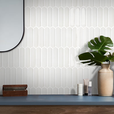 White Fish Scale Peel and Stick Backsplash Tile - Thicker Design