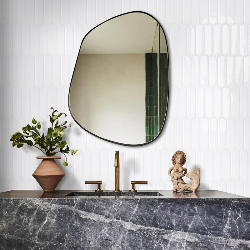 White Fish Scale Peel and Stick Backsplash Tile - Thicker Design