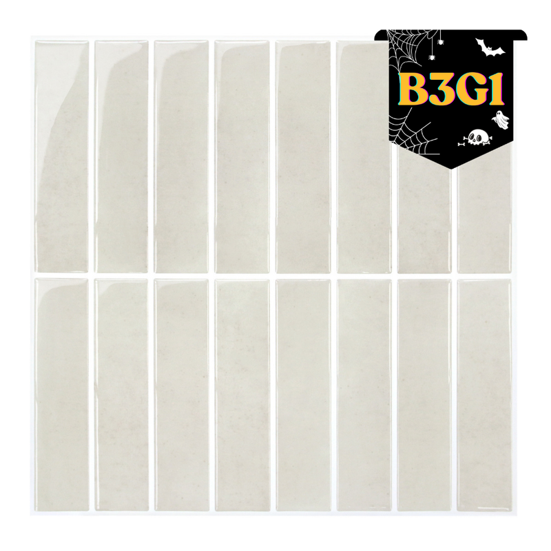 Beige Cream Color Linear Peel and Stick Backsplash Tile