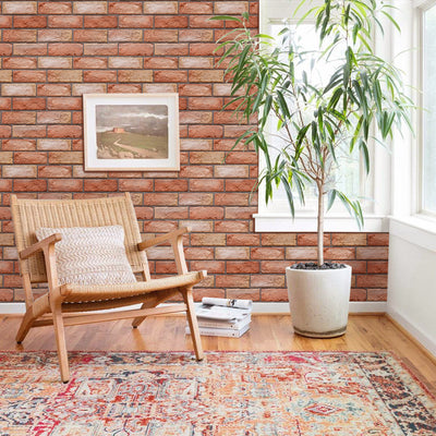 3D Red Brick Texture Peel and Stick Wall Tile