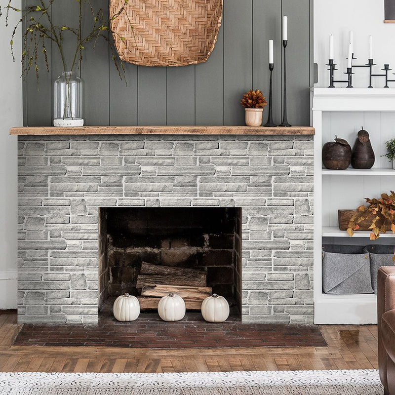 3D Grey Stone Peel and Stick Wall Tile