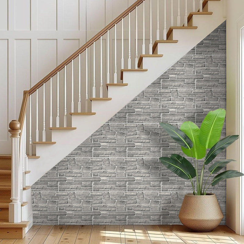 3D Grey Stone Peel and Stick Wall Tile