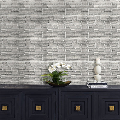 3D Grey Stone Peel and Stick Wall Tile