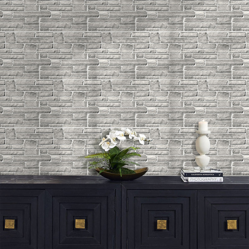 3D Grey Stone Peel and Stick Wall Tile