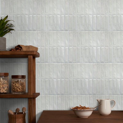 3D Light Grey Matt Linear Mosaic Peel and Stick Wall Tile