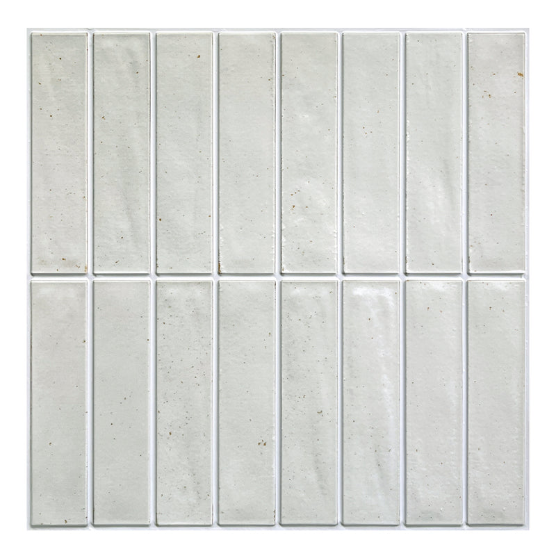 Azulejo de pared de mosaico lineal mate gris claro 3D Peel and Stick