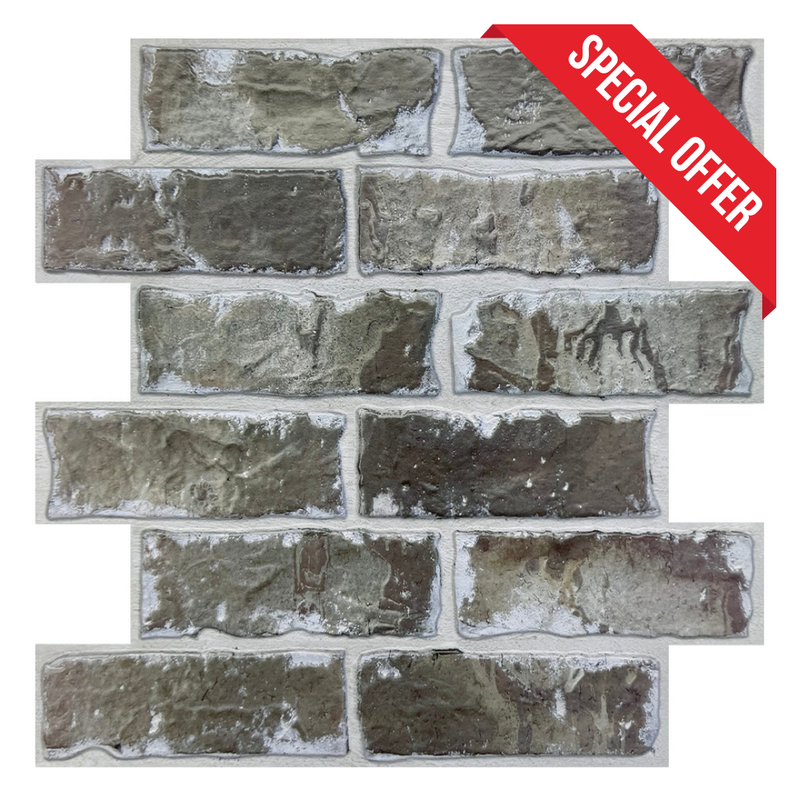 Azulejo de pared despegable y adherible de ladrillo antiguo oscuro 3D