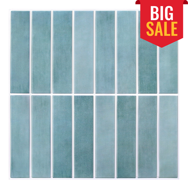 3D Ocean Color Straight Linear Mosaic Peel and Stick Wall Tile
