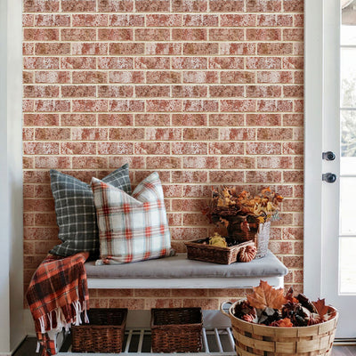 3D Whitewash Red Brick Peel and Stick Wall Tile