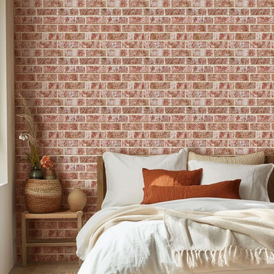 3D Whitewash Red Brick Peel and Stick Wall Tile