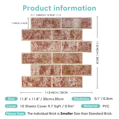 3D Peel and Stick Wall Tile Sample (1 Sheet)