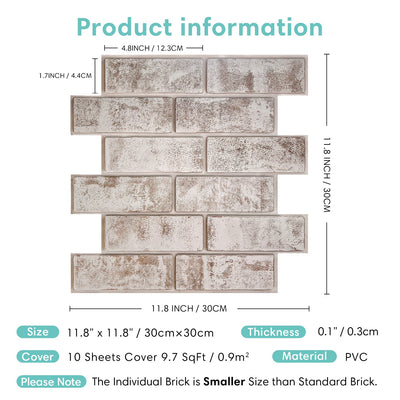 3D Peel and Stick Wall Tile Sample (1 Sheet)