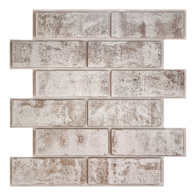 Azulejo de pared 3D Whitewash Brown Brick Peel and Stick