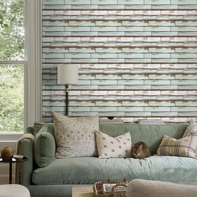 3D Vintage Green Shiplap Wood Peel and Stick Wall Tile