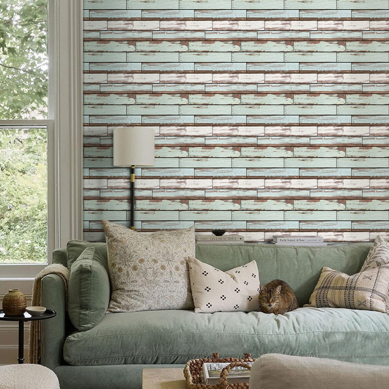 3D Vintage Green Shiplap Wood Peel and Stick Wall Tile