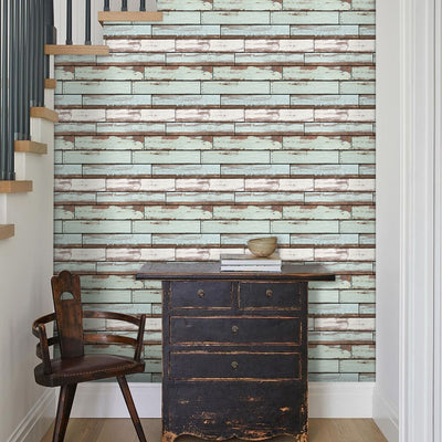 3D Vintage Green Shiplap Wood Peel and Stick Wall Tile