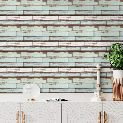 3D Vintage Green Shiplap Wood Peel and Stick Wall Tile