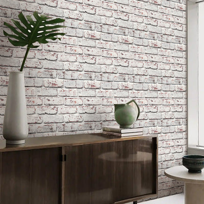 Azulejo de pared 3D Whitewash Brick Peel and Stick