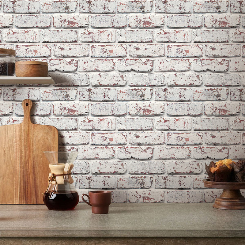 Azulejo de pared 3D Whitewash Brick Peel and Stick