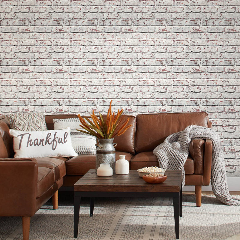 3D Whitewash Brick Peel and Stick Wall Tile