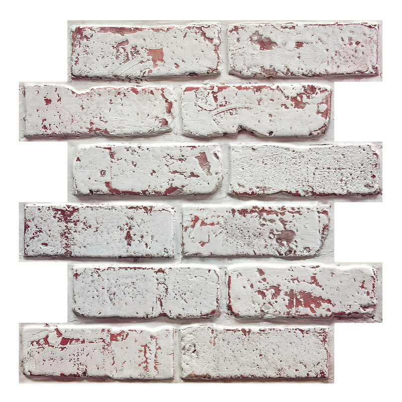 3D Whitewash Brick Peel and Stick Wall Tile