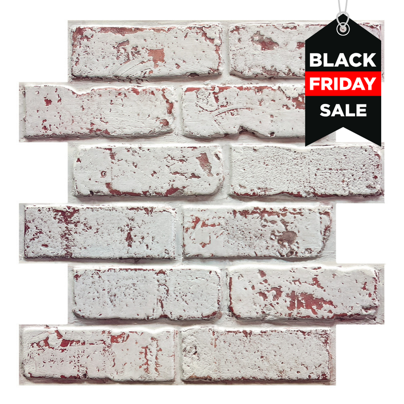 3D Whitewash Brick Peel and Stick Wall Tile