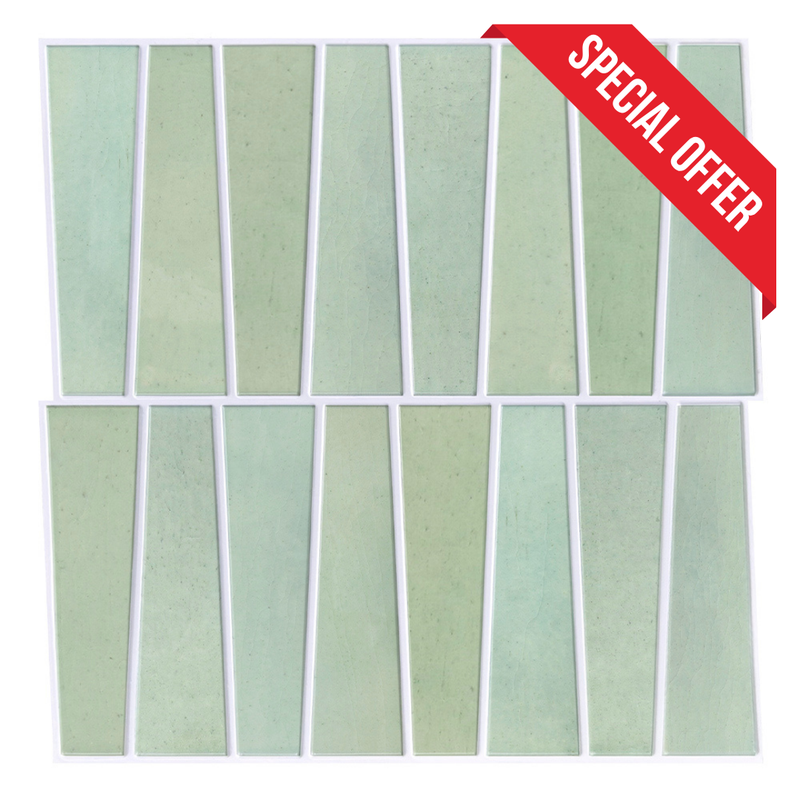 3D Trapezoid Light Green Peel and Stick Wall Tile