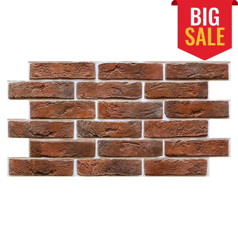 3D Red Brick Wall Panels Peel and Stick -Large Size