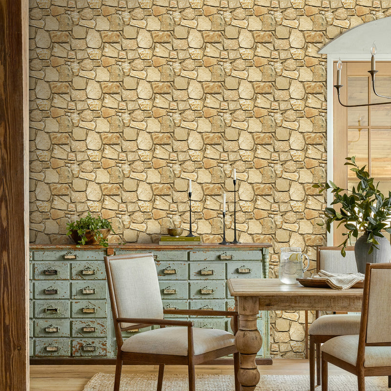 3D Brown Fieldstone Peel and Stick Wall Tile