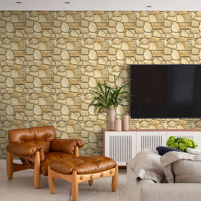 3D Brown Fieldstone Peel and Stick Wall Tile