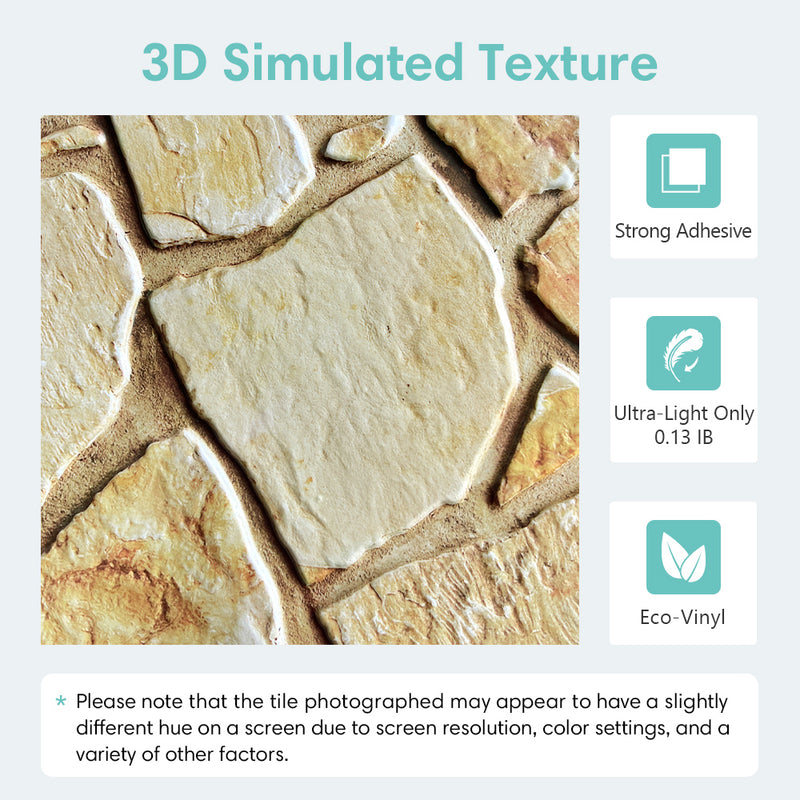 3D Brown Fieldstone Peel and Stick Wall Tile
